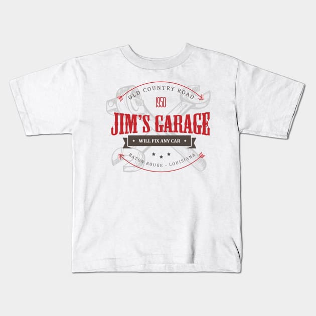 Jim's Garage Kids T-Shirt by Digster